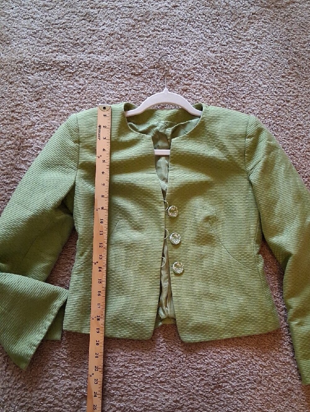 Vintage Armani Collezioni Olive Green Textured Jacket & Dress Set - Picture 12 of 14
